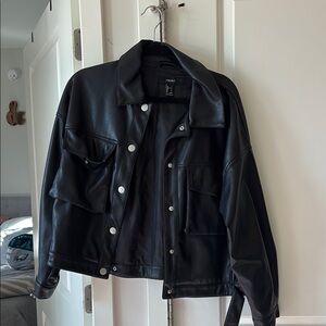 Forever 21 Black Faux Leather Coat